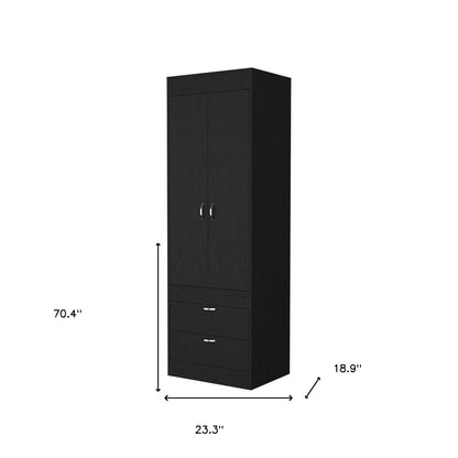 Commode noire à deux tiroirs de 23 po