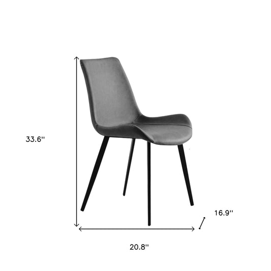 Ensemble de deux chaises de salle à manger rembourrées en similicuir gris et noir