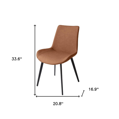 Ensemble de deux chaises de salle à manger rembourrées en similicuir marron et noir