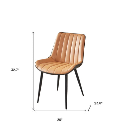 Ensemble de deux chaises de salle à manger en tissu rembourré orange et noir