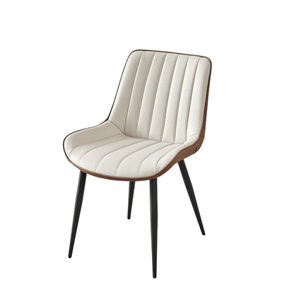 Ensemble de deux chaises de salle à manger en tissu rembourré beige et noir