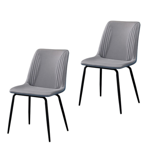 Ensemble de deux chaises de salle à manger rembourrées en similicuir gris et noir