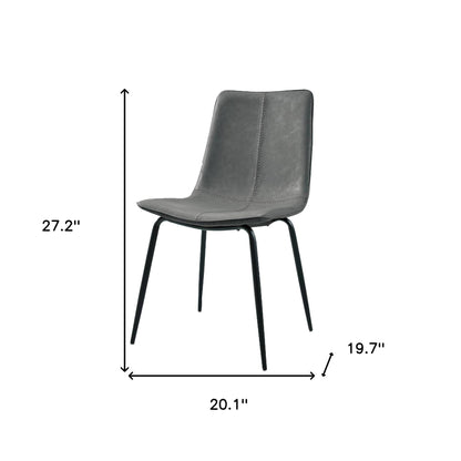 Ensemble de deux chaises de salle à manger rembourrées en similicuir gris et noir