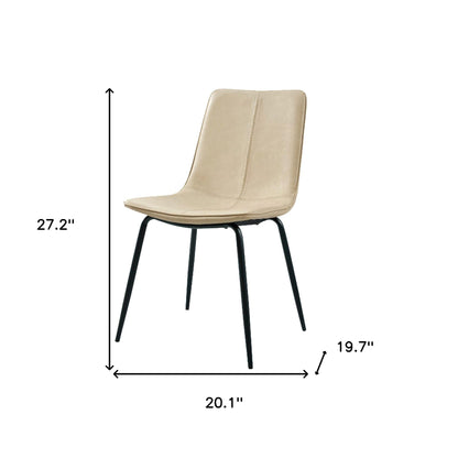 Ensemble de deux chaises de salle à manger rembourrées en similicuir beige et noir