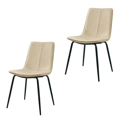 Ensemble de deux chaises de salle à manger rembourrées en similicuir beige et noir