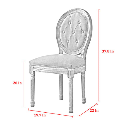 Chaise de salle à manger capitonnée en lin beige et marron