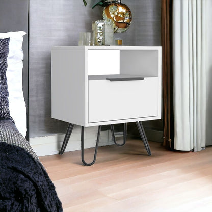 22" White Faux Wood Nightstand With Storage