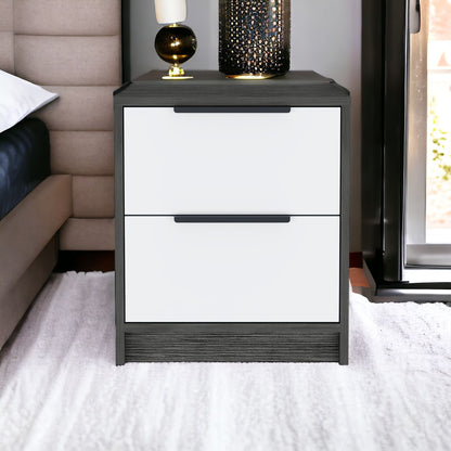 19" Gray Two Drawer Faux Wood Nightstand