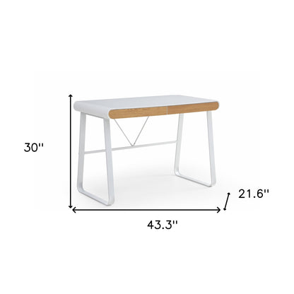 43" White Writing Desk With Two Drawers