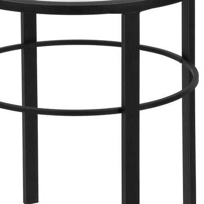 22" Black And Clear Glass And Steel Round End Table