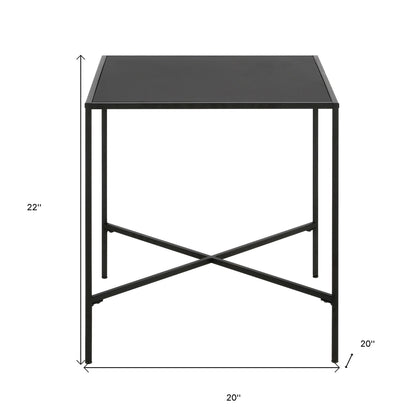 22" Black Steel Square End Table