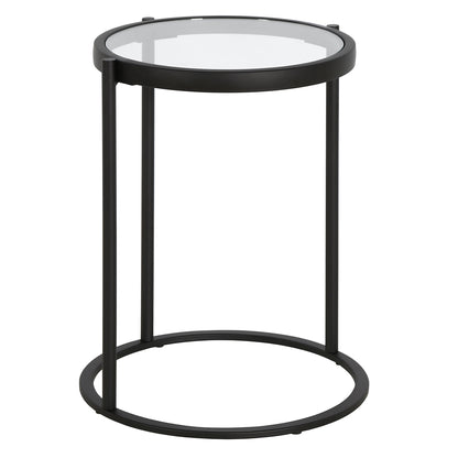 20" Black And Clear Glass And Steel Round End Table