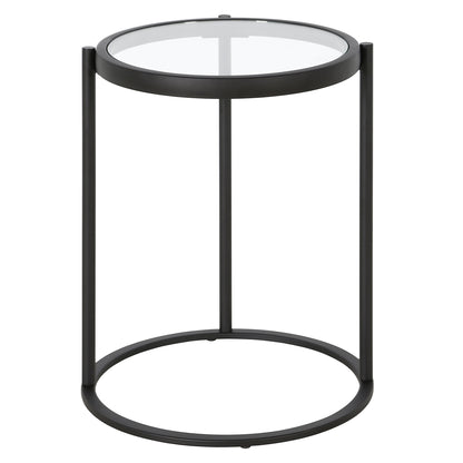 20" Black And Clear Glass And Steel Round End Table