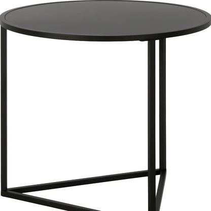 22" Black Steel Round End Table