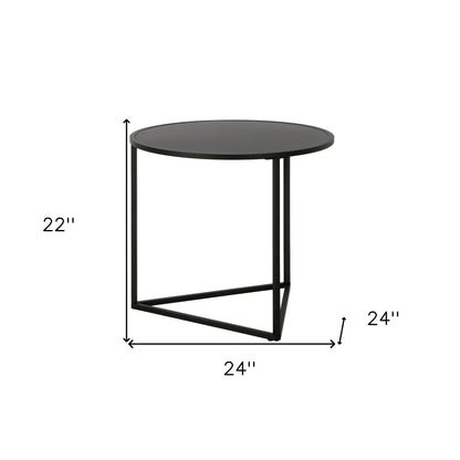 22" Black Steel Round End Table