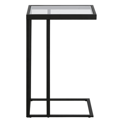 25" Black And Clear Glass And Steel End Table