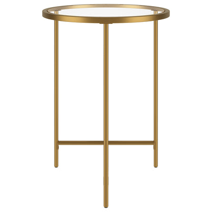 24" Gold And Clear Glass And Steel Round End Table