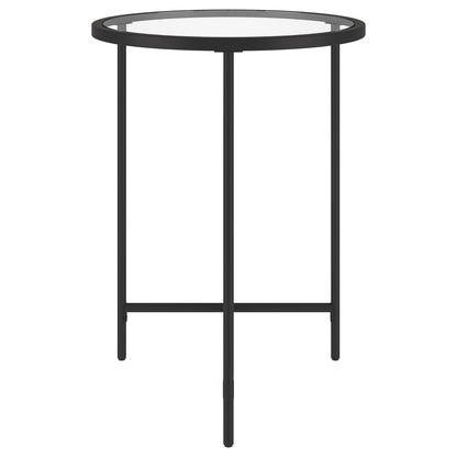 24" Black And Clear Glass And Steel Round End Table