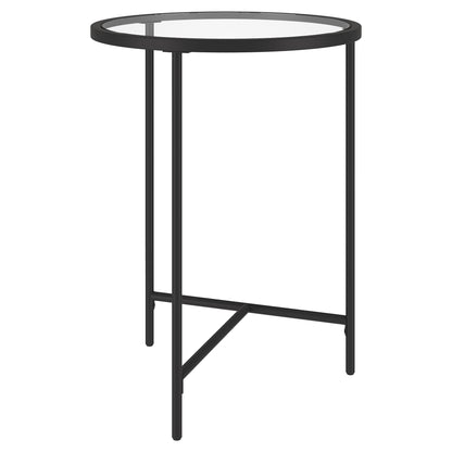 24" Black And Clear Glass And Steel Round End Table