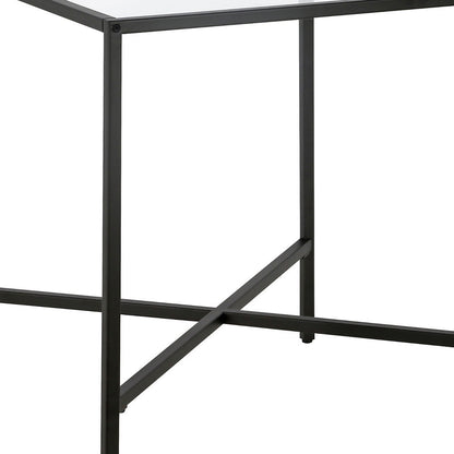 22" Black And Clear Glass And Steel Square End Table