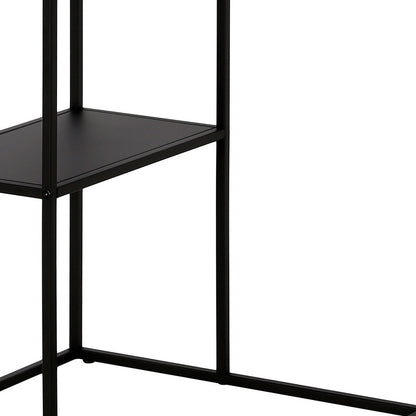 24" Black Steel End Table With Shelf