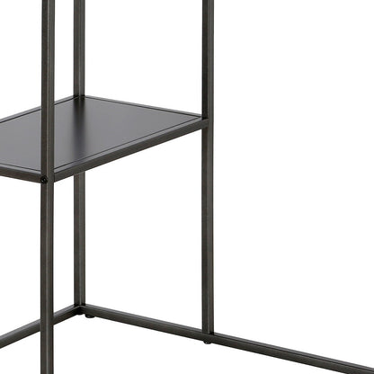 24" Gray Steel End Table With Shelf