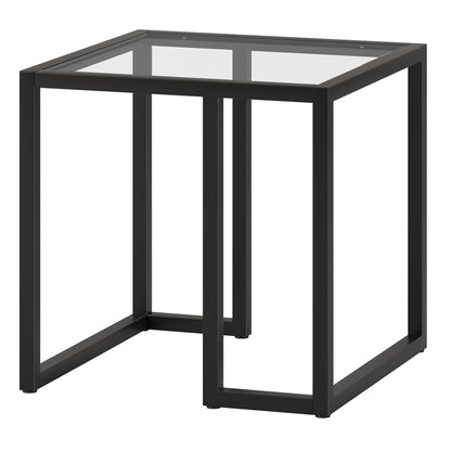 22" Black And Clear Glass And Steel Square End Table