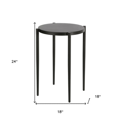 24" Black Metal Round End Table