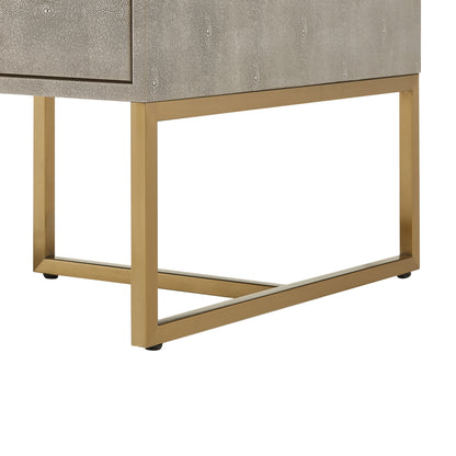 Table basse en acier inoxydable gris et doré de 46 po avec deux tiroirs