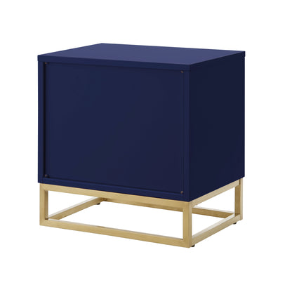 20" Gold And Dark Blue End Table With Two Drawers