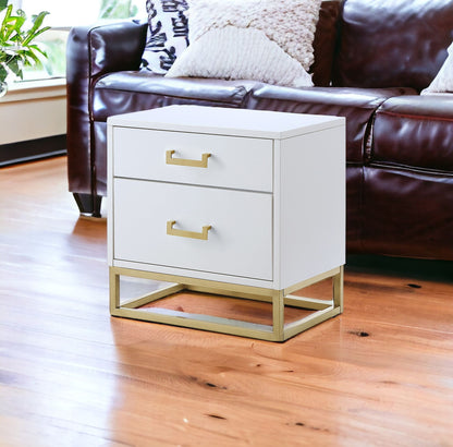 20" Gold And Dark Blue End Table With Two Drawers