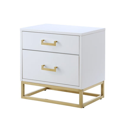 20" Gold And Dark Blue End Table With Two Drawers