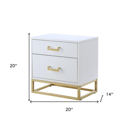 20" Gold And Dark Blue End Table With Two Drawers