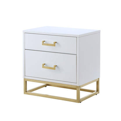 20" Gold And Dark Blue End Table With Two Drawers