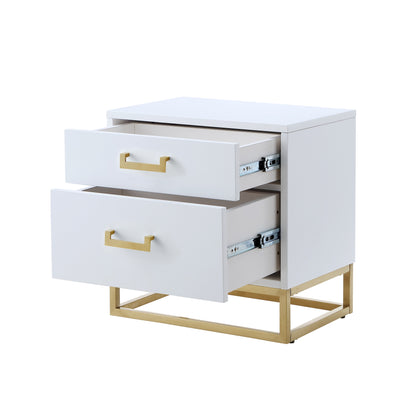 20" Gold And Dark Blue End Table With Two Drawers