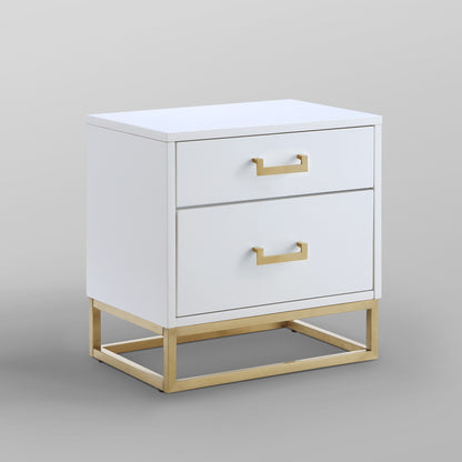 20" Gold And Dark Blue End Table With Two Drawers