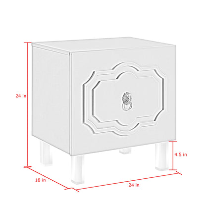 24" Clear And White Wood End Table With Two Shelves