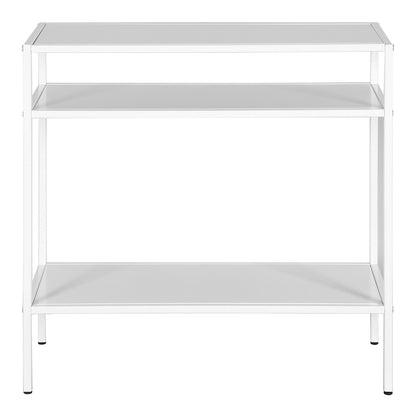 24" White Steel End Table With Two Shelves