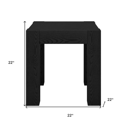 22" Black Wood Square End Table