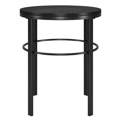 24" Black Wood And Steel Round End Table