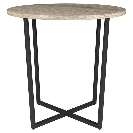 20" Black And Gray Wood And Steel Round End Table