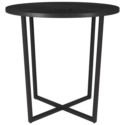 20" Black Wood And Steel Round End Table