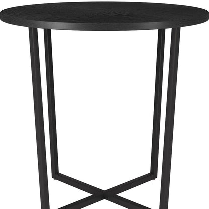 20" Black Wood And Steel Round End Table