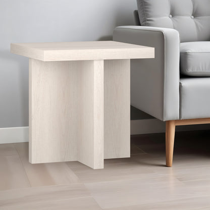 22" Alder White Wood Square End Table