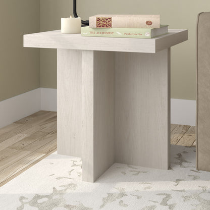 22" Alder White Wood Square End Table