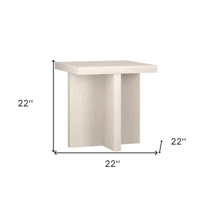 22" Alder White Wood Square End Table