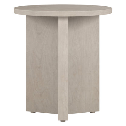 22" Alder White Wood Round End Table