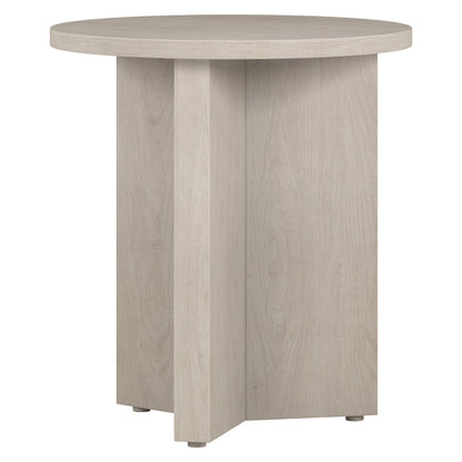 22" Alder White Wood Round End Table