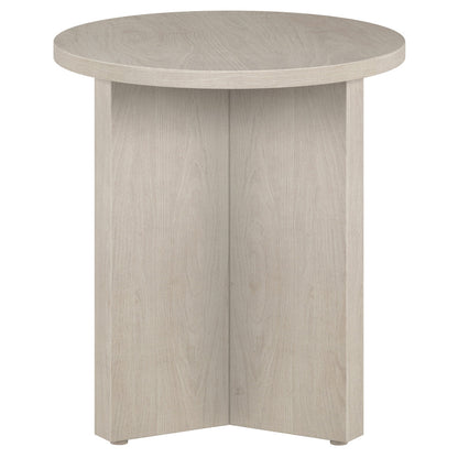 22" Alder White Wood Round End Table