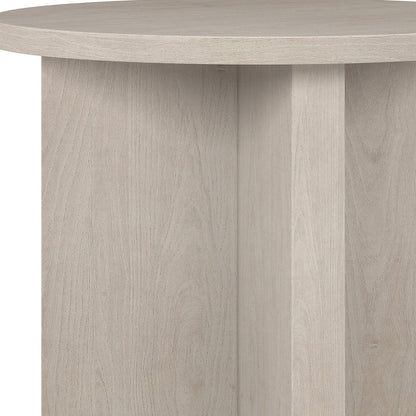 22" Alder White Wood Round End Table